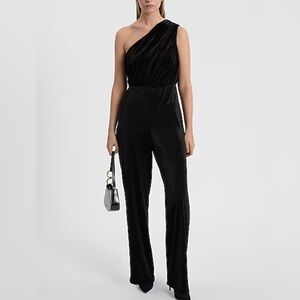Express Black One-Shoulder Jumpsuit